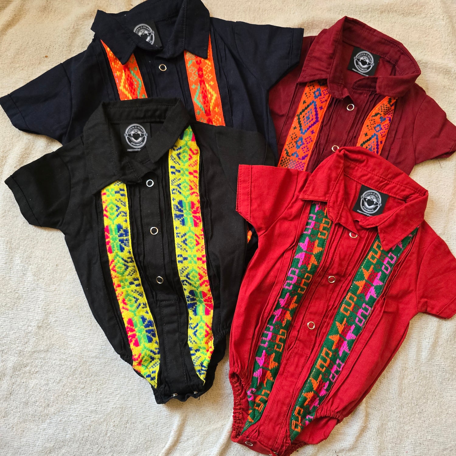 Baby Boy Guayabera Onesie with Cambaya Accents
