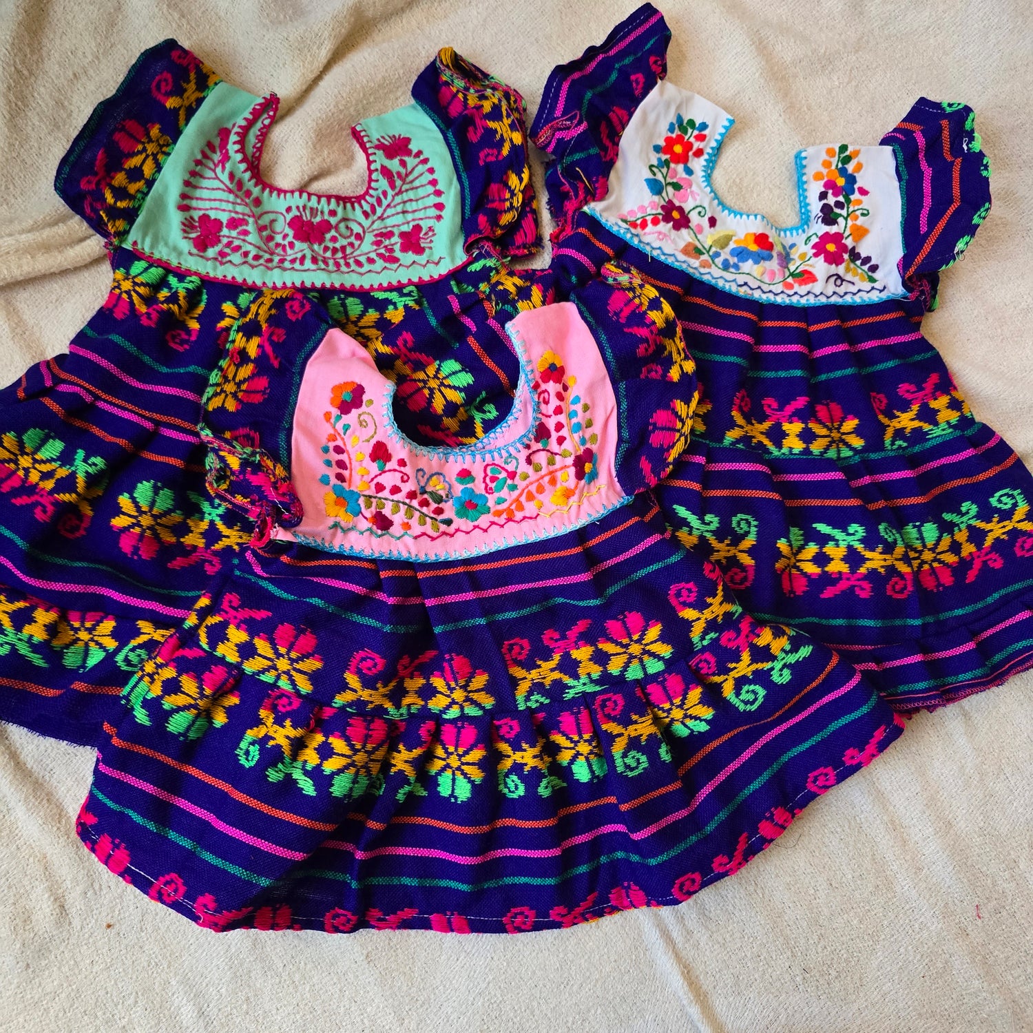 Purple Cambaya/ Hand Embroidered Baby Dress with Matching Headband