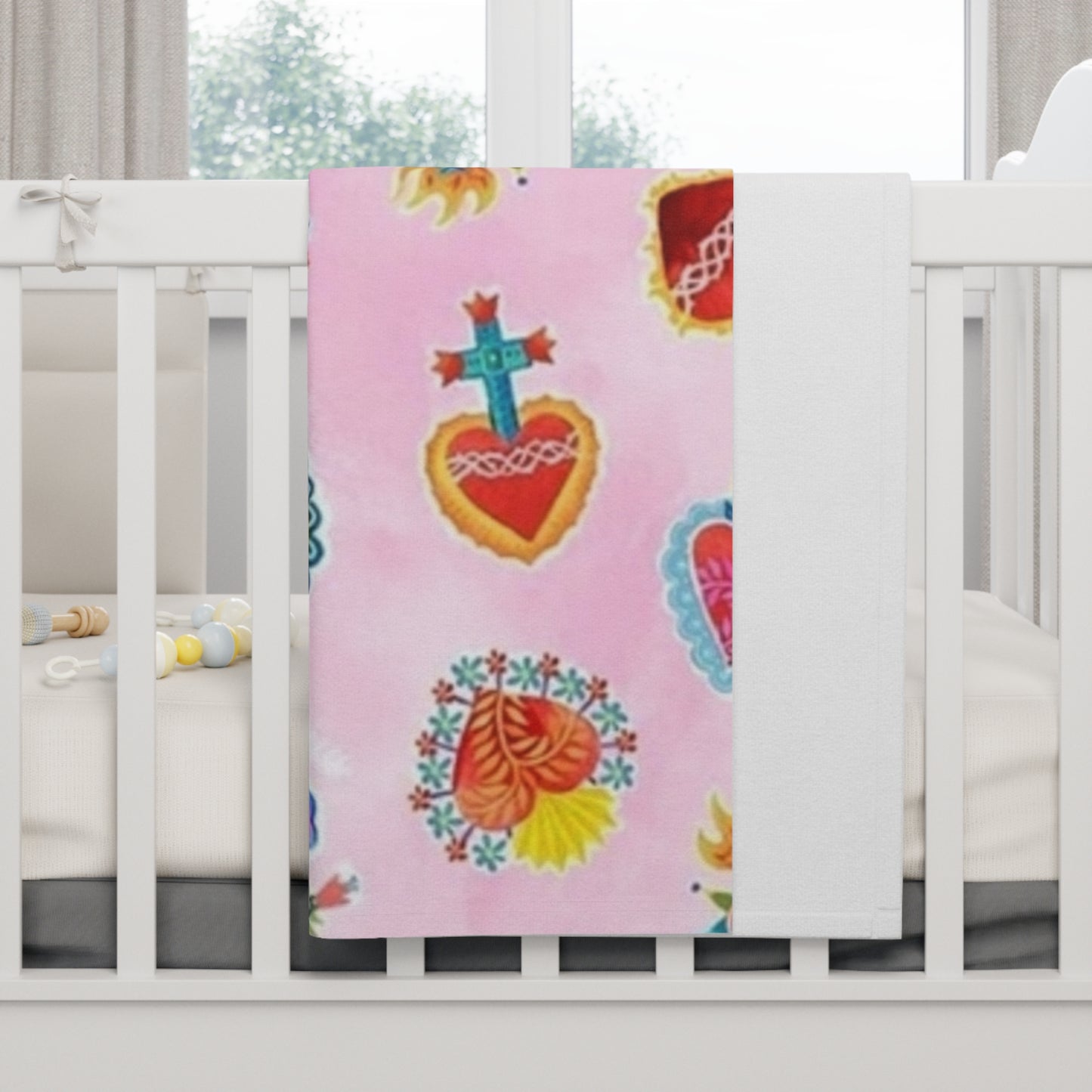 Soft Sacred Hearts Fleece Baby Blanket