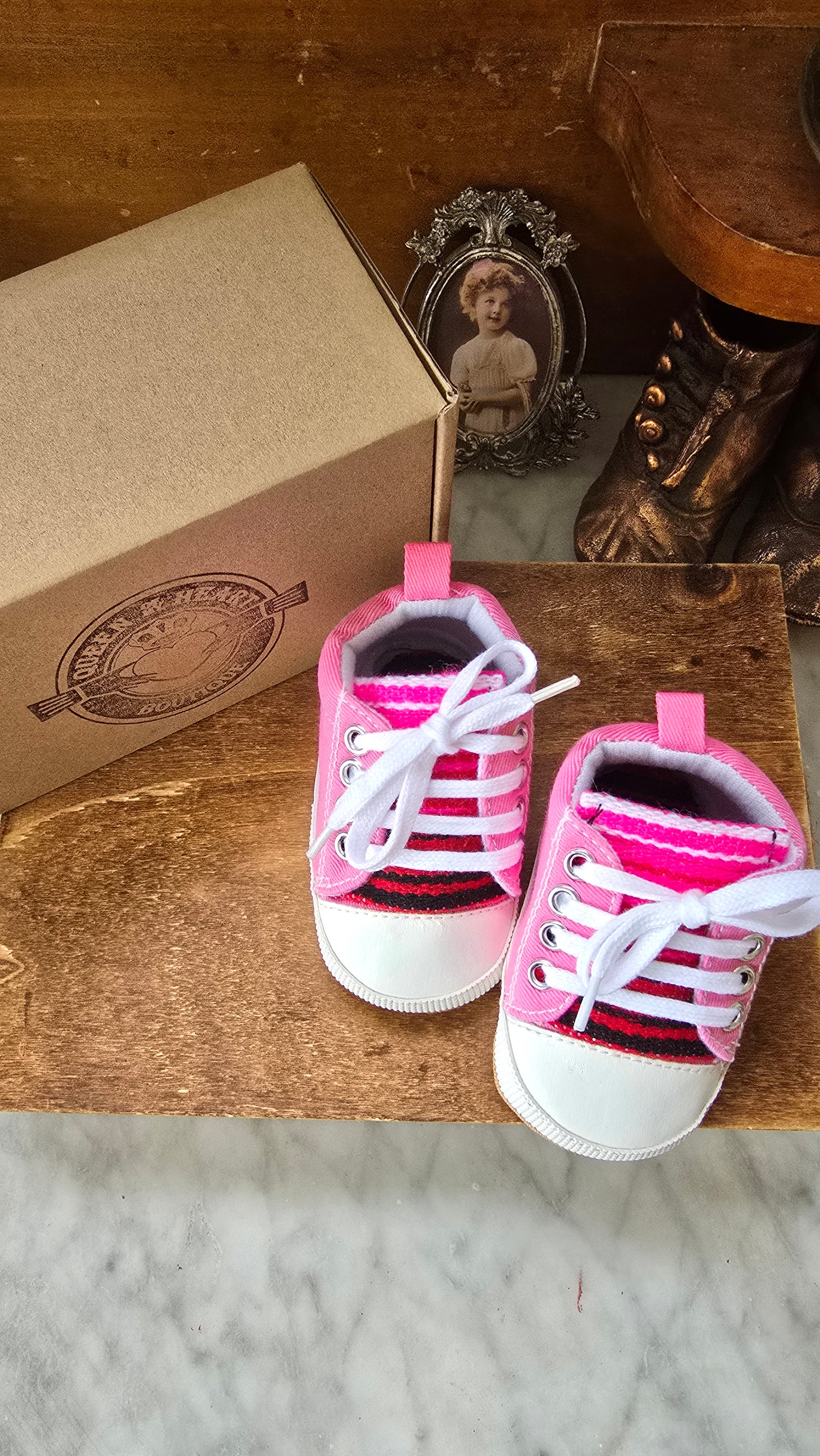 Baby's Pink & Red Sarape High Tops