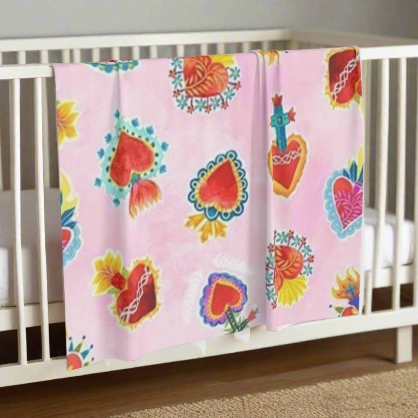 Baby Sacred Hearts Swaddle Blanket