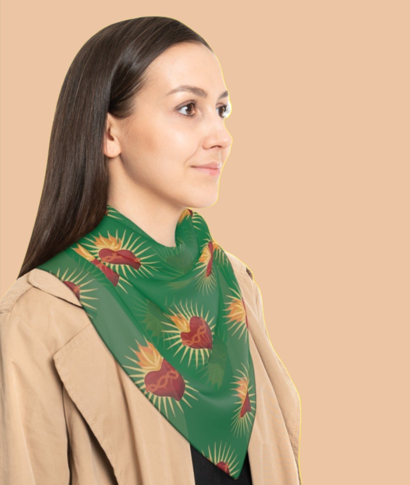 Women's Sacred Hearts Poly Scarf