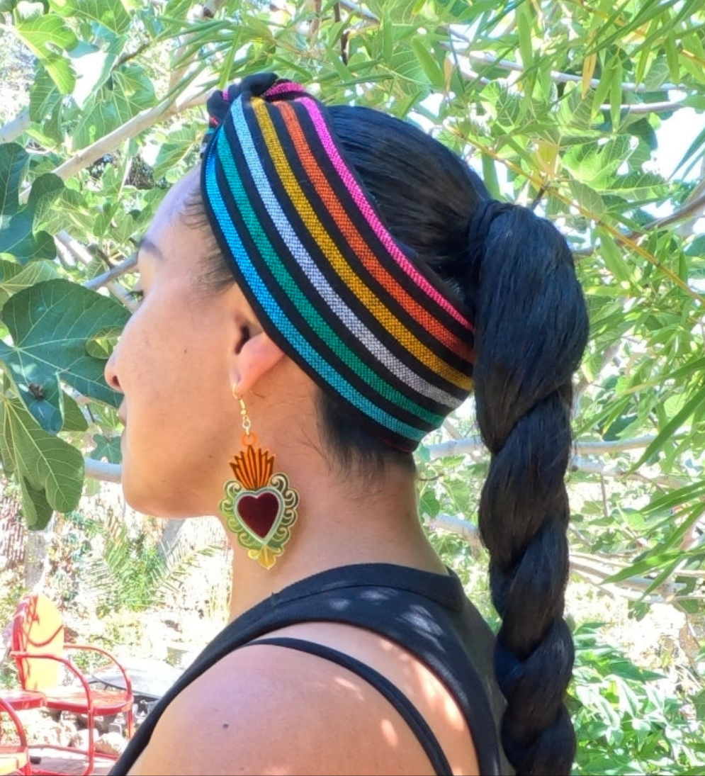 Striped Cambaya Headwrap Black