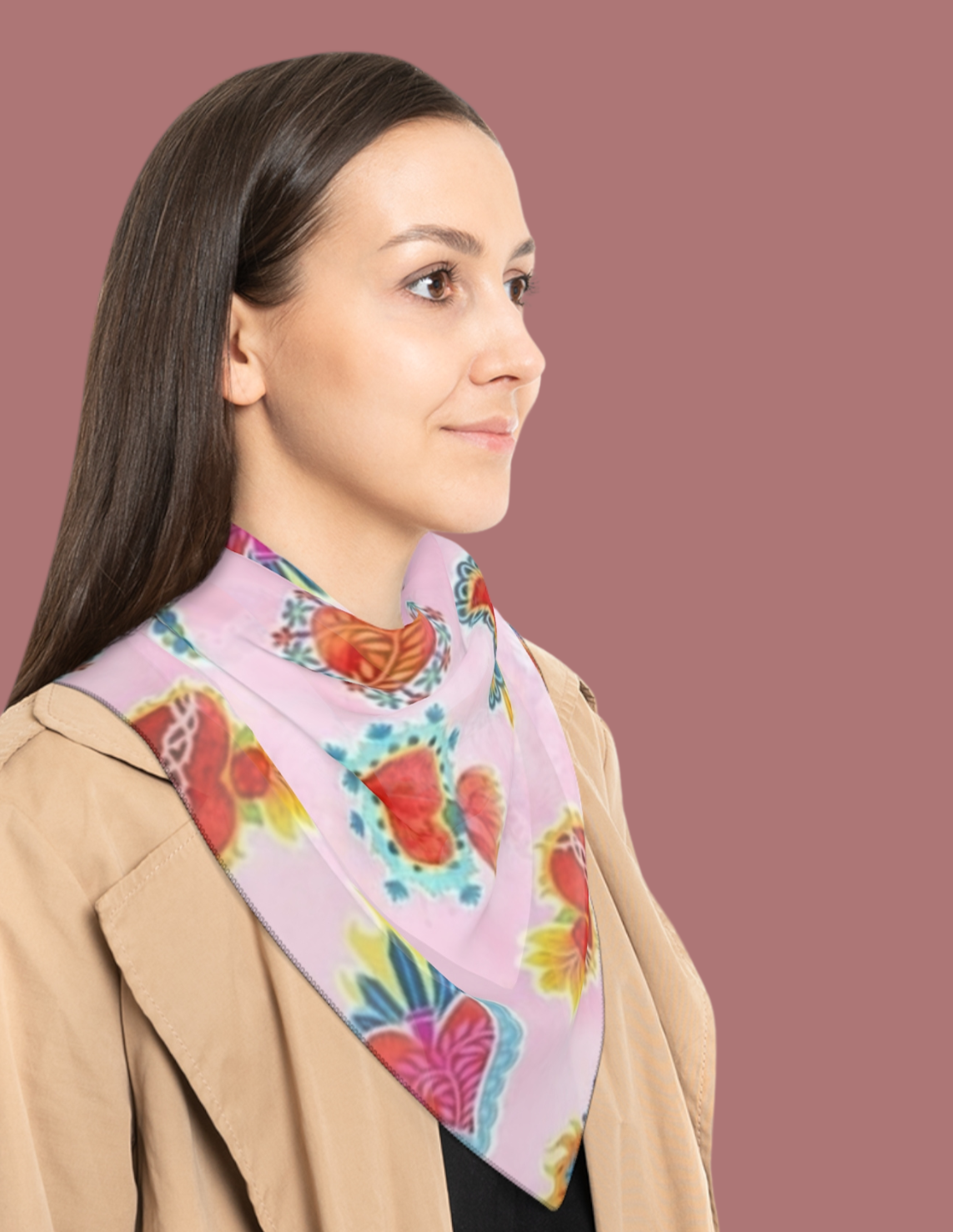 Women's Sacred Hearts Poly Scarf