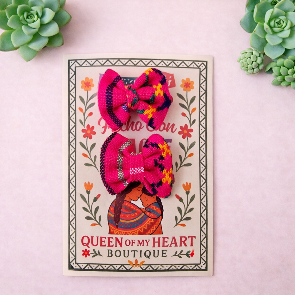 Minis Hot Pink Clip On Cambaya Bows set of 2