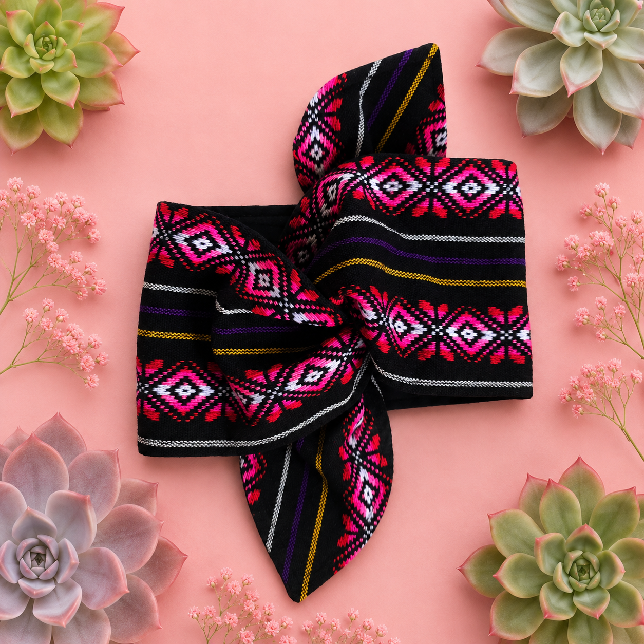 Cambaya Headwrap Black/ Pink