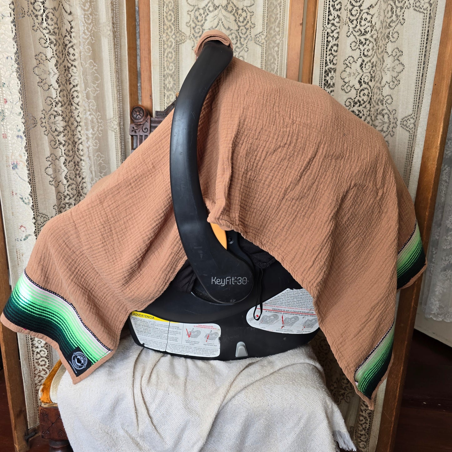 Mexican Sarape Car Seat Cover (Brown & Green)