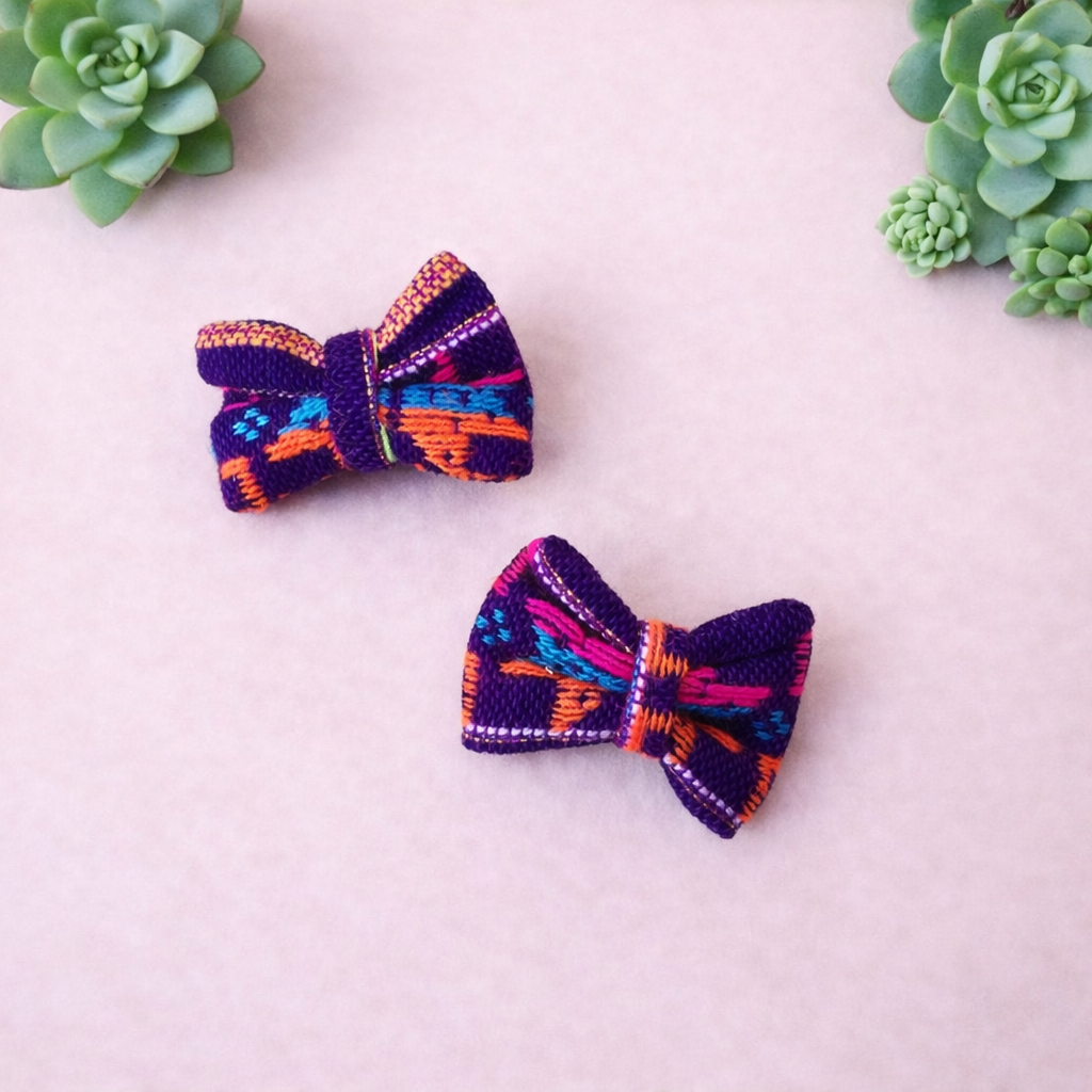 Minis Purple Clip On Cambaya Bows set of 2