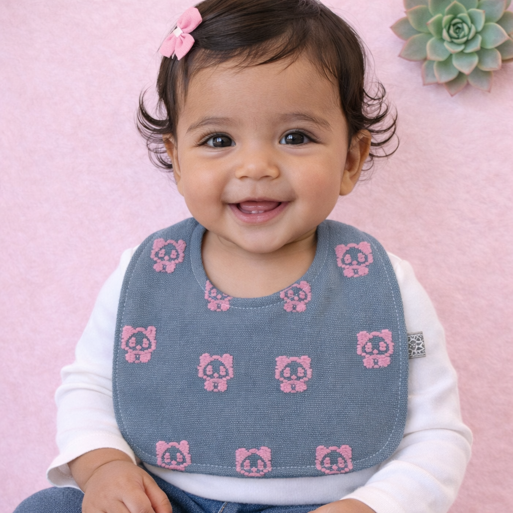 Loom Weaved 100% Cotton Bib Dusty Blue