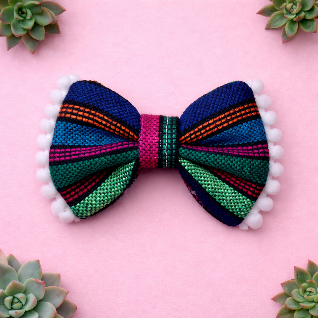 Pom Pom Bow Striped Cambaya