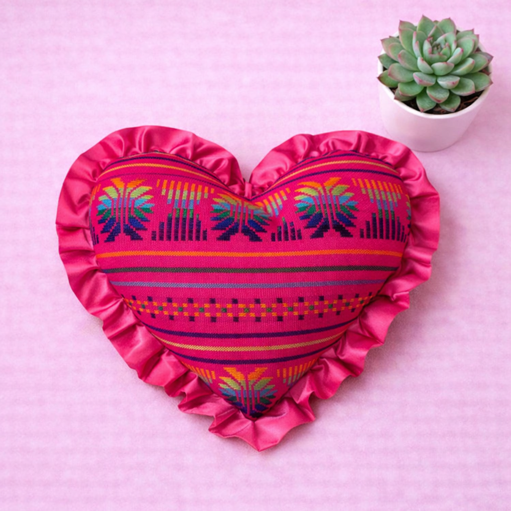 Hot Pink Cambaya Heart Pillow Valentines Day