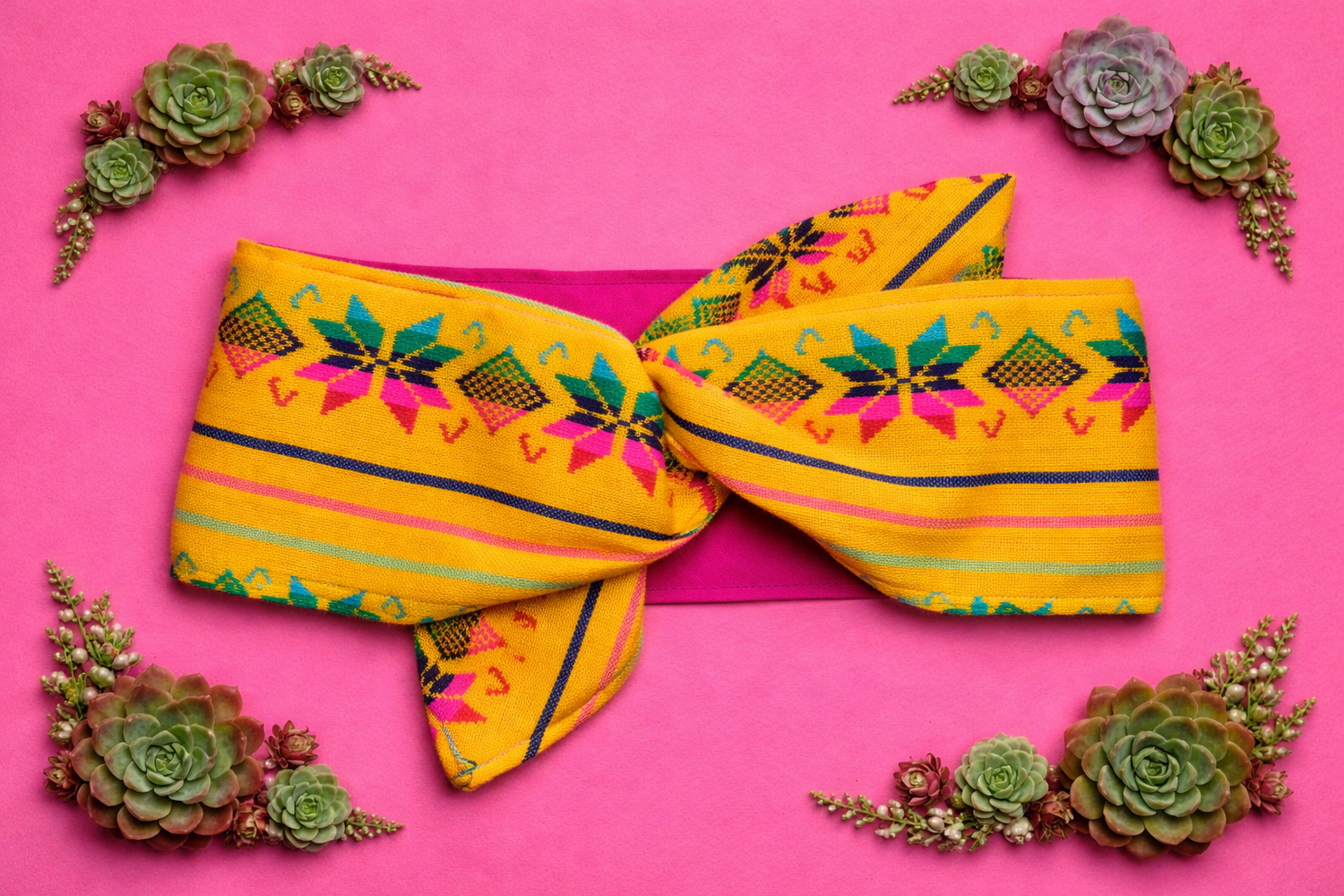 Cambaya Headwrap Yellow and Pink