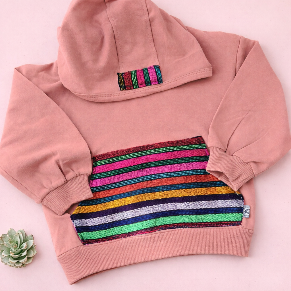 Dusty Pink Sarape Cotton Hoodie 6M- 4T