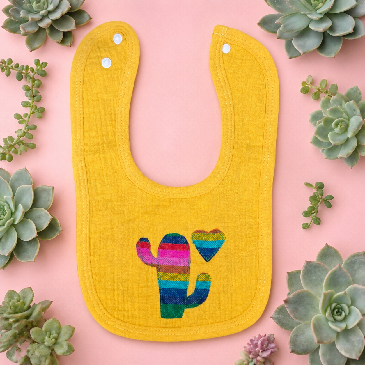 Saguaro Cactus & Heart / Cotton Bib