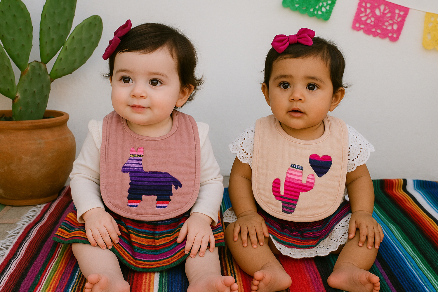 Pinata and Cactus Bibs Set