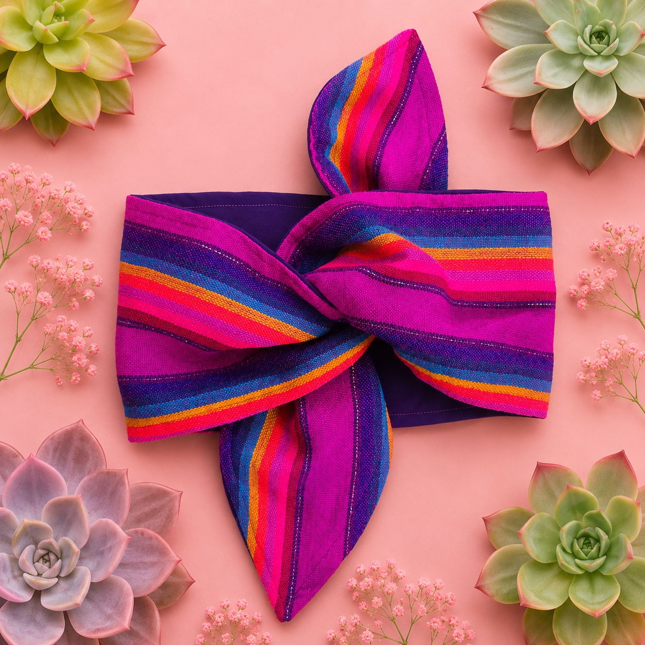Cambaya Headwrap Purple/Rainbow
