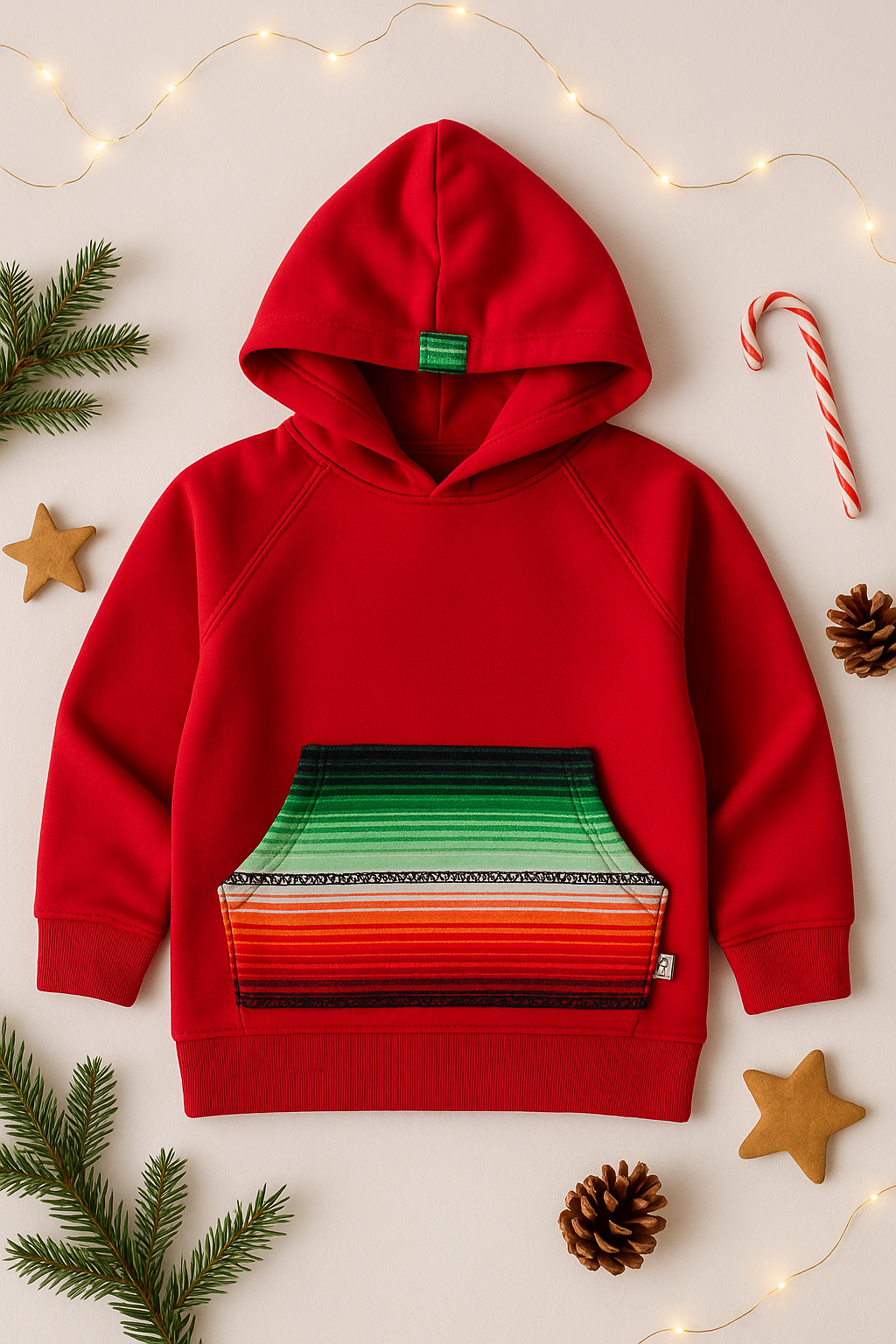 Red & Green Sarape Cotton Hoodie Unisex 2T-5Y