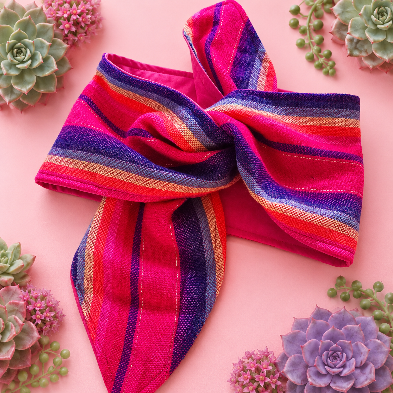 Cambaya Headwrap Hot Pink/Rainbow