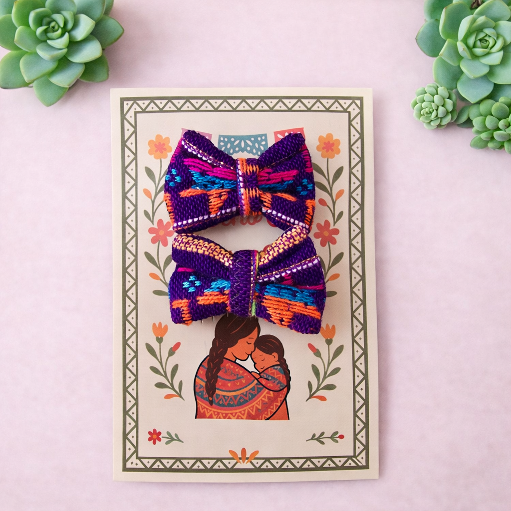 Minis Purple Clip On Cambaya Bows set of 2