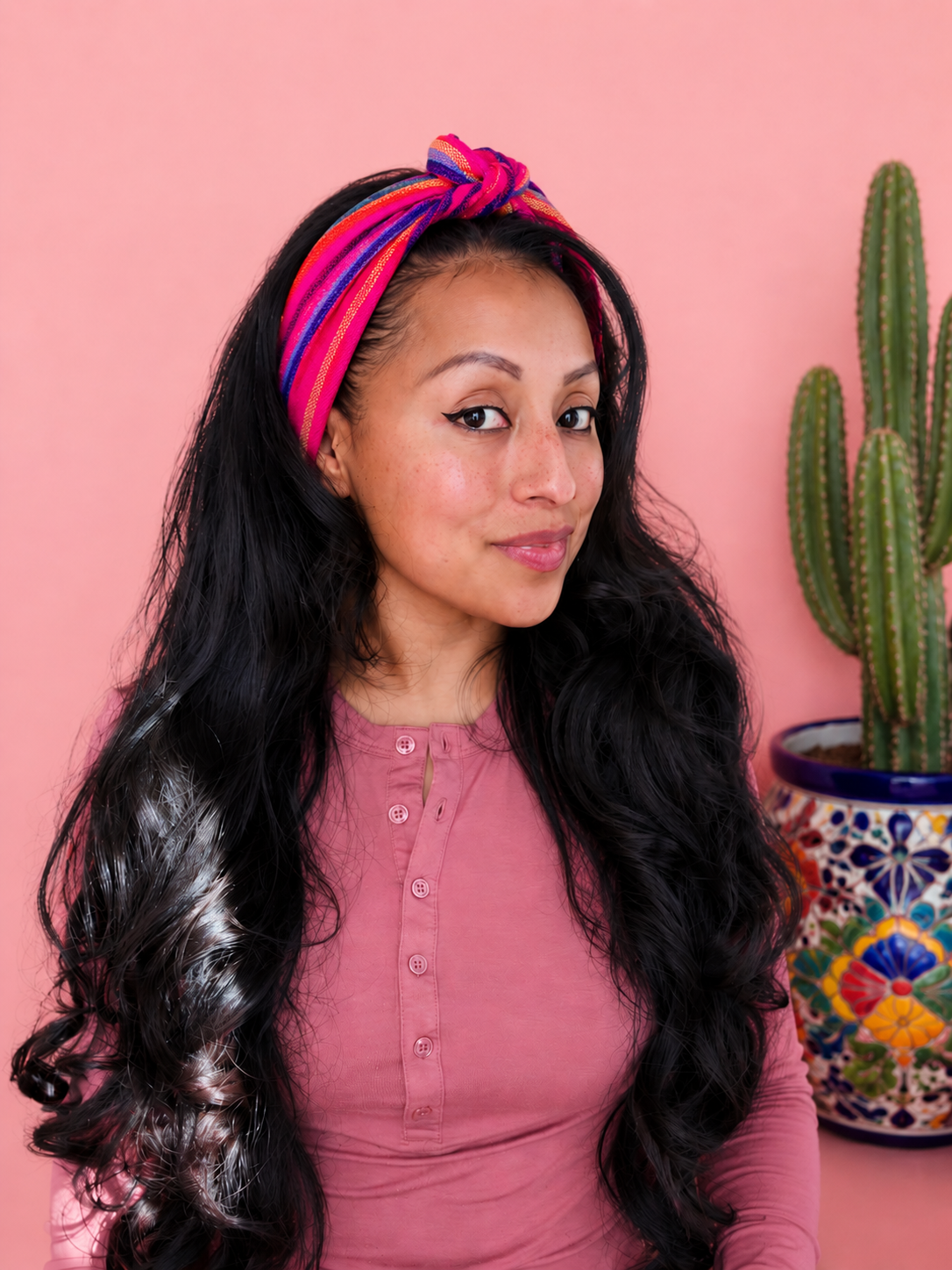 Cambaya Headwrap Hot Pink/Rainbow