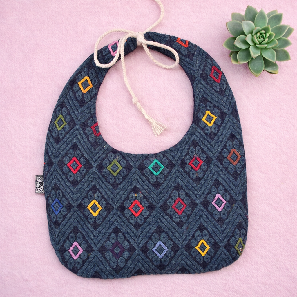 Loom Weaved 100% Cotton Bib Navy Blue