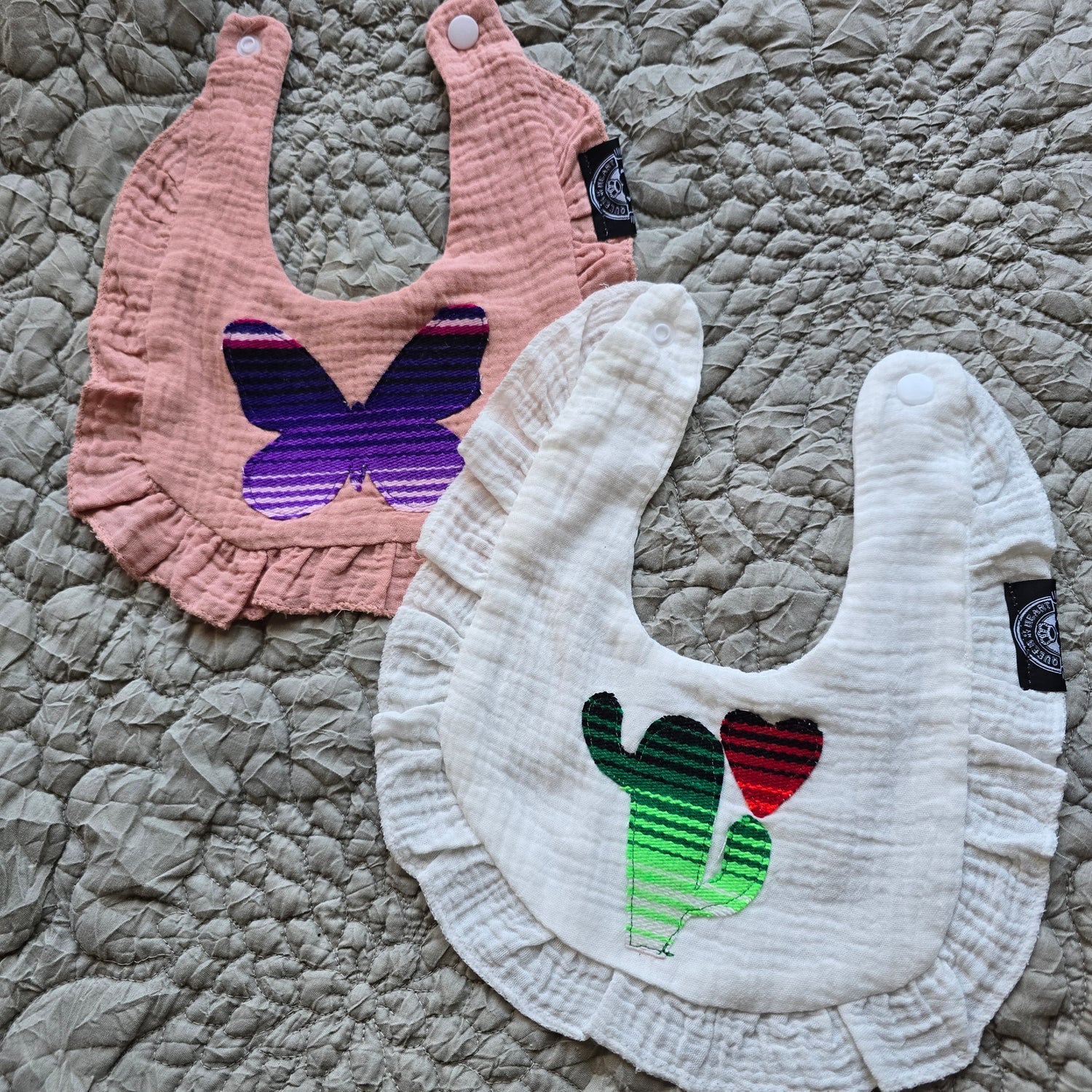 Butterfly & Cactus Sarape Bibs Set