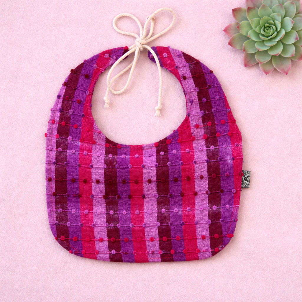 Loom Weaved 100% Cotton Bib Pink/Purple