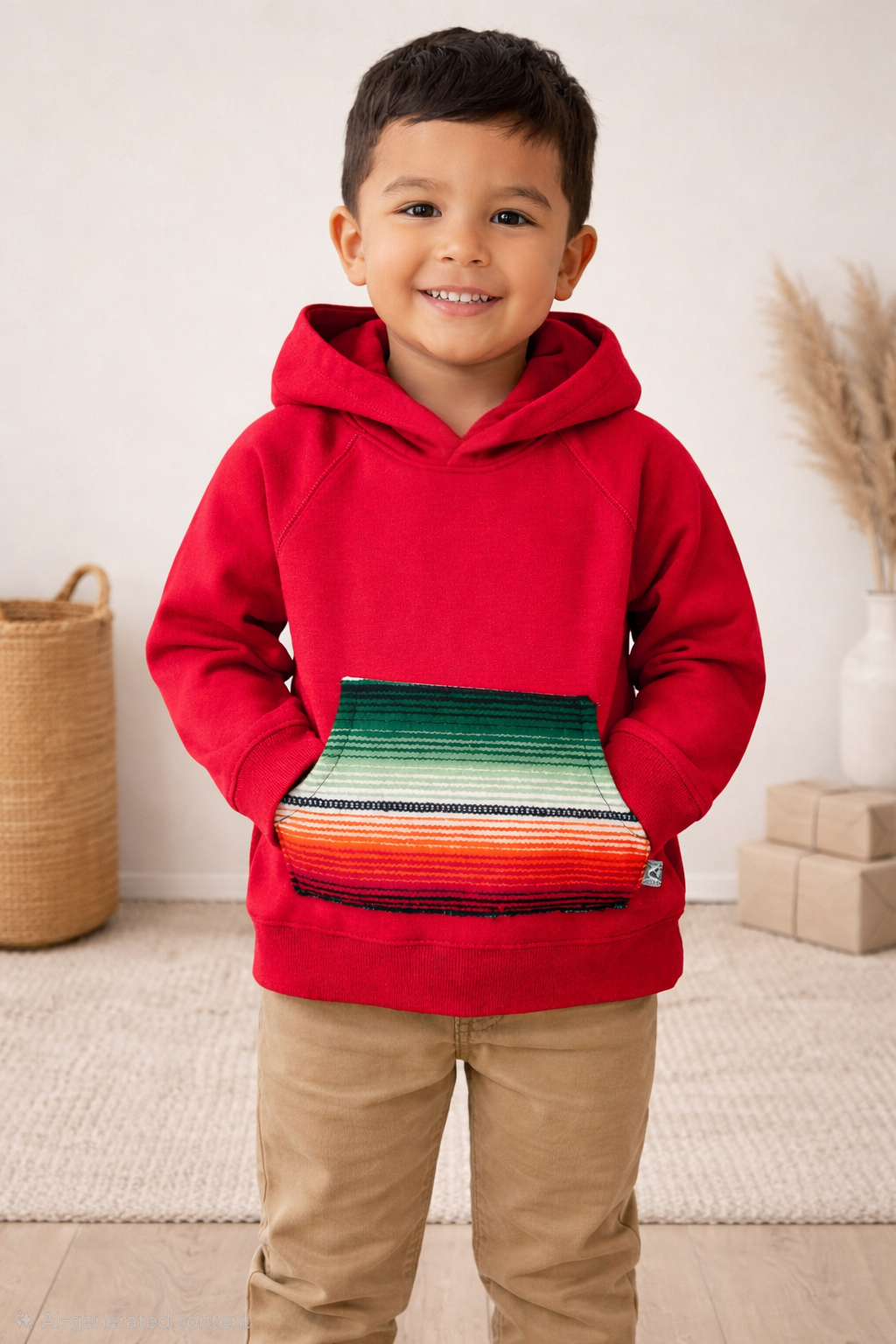 Red & Green Sarape Cotton Hoodie Unisex 2T-5Y