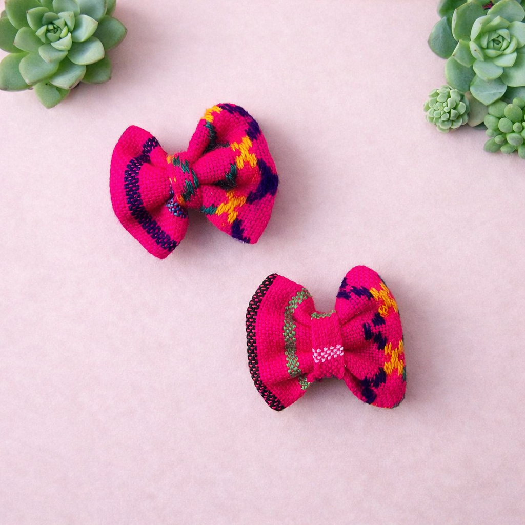 Minis Hot Pink Clip On Cambaya Bows set of 2