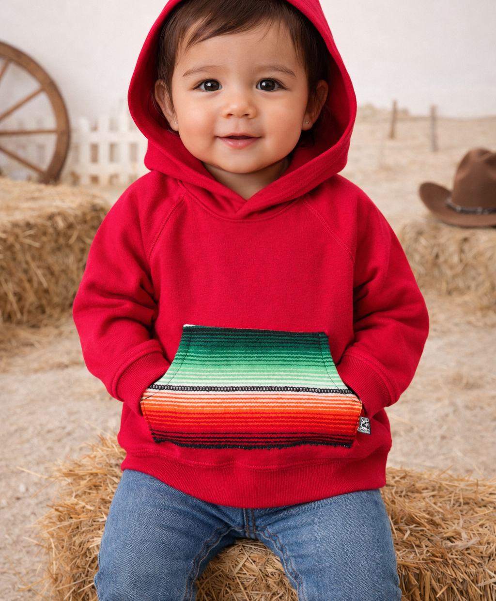 Red & Green Sarape Cotton Hoodie Unisex 2T-5Y