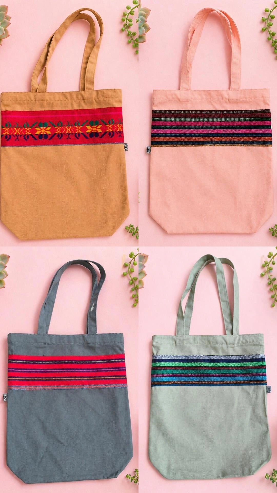 Canvas & Cambaya Bucket Tote Bags