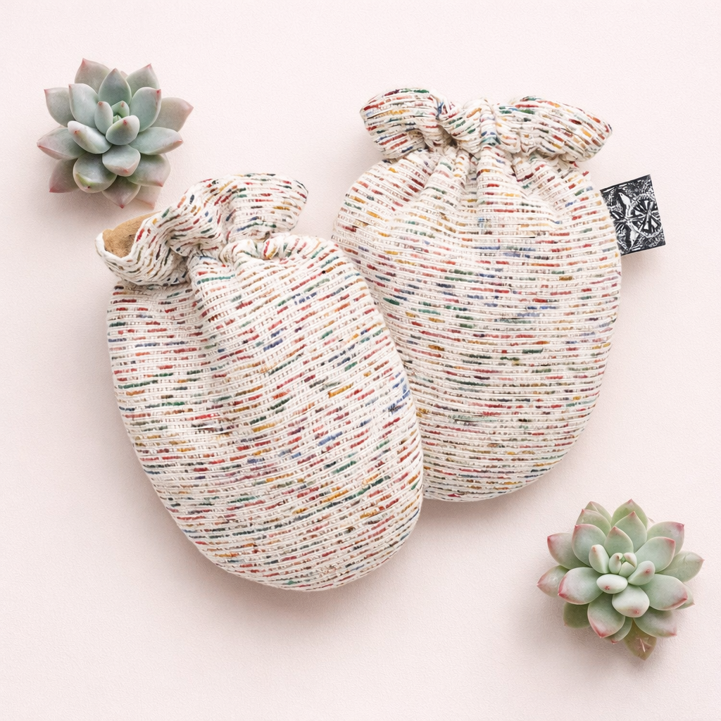 Mexican Baby Mittens- Woven Cotton/Flannel Mittens Unisex