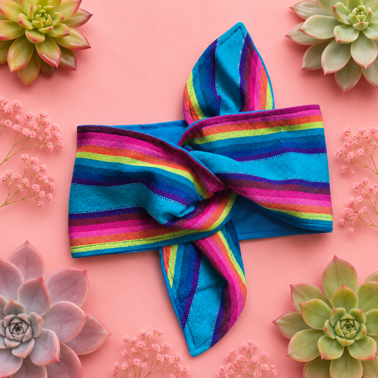 Cambaya Headwrap Blue/Rainbow